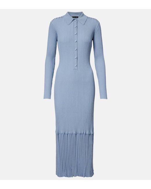 Proenza Schouler Blue Luiza Ribbed-Knit Sweater Dress
