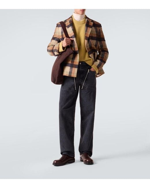 Dries Van Noten Gray Zip-Detail Wide-Leg Jeans for men