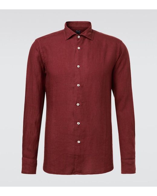 Fedeli Red Nick Linen Shirt for men