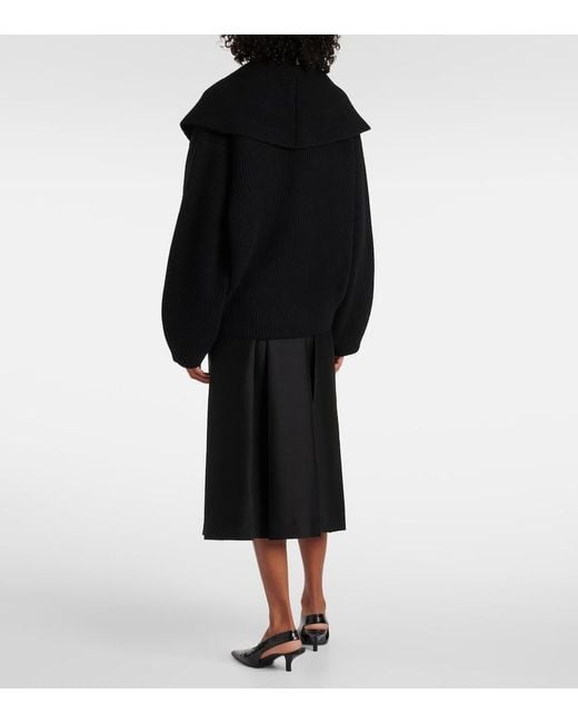 Totême Black Wool-Blend Cardigan