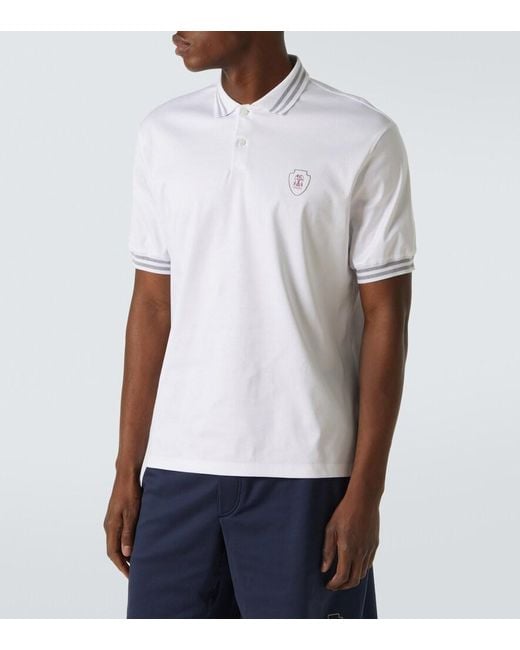 Brunello Cucinelli White Cotton Polo Shirt for men