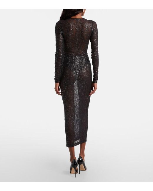 Wardrobe NYC Gray Floral Lace Midi Skirt