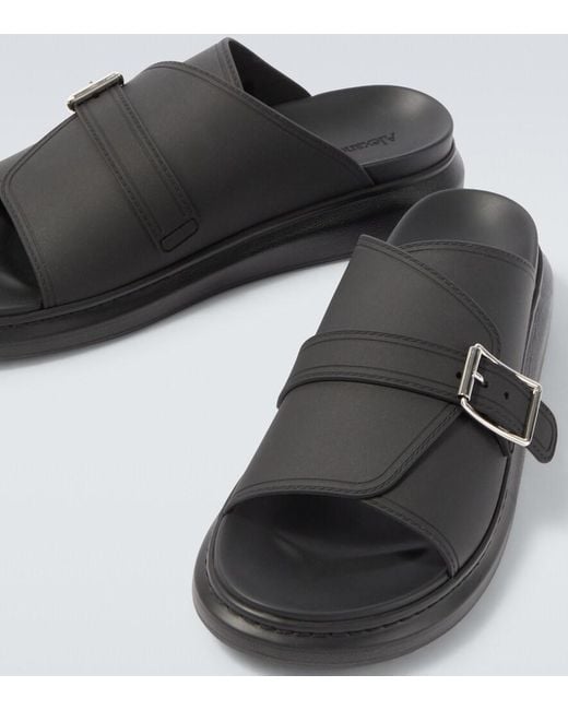 McQueen Black Hybrid Slides for men