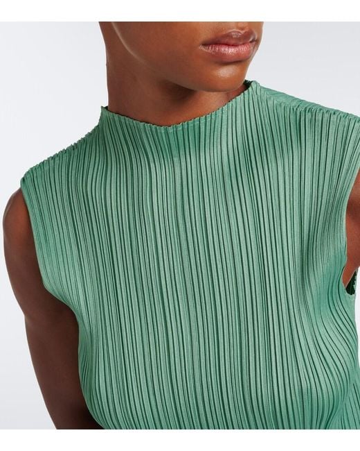 Pleats Please Issey Miyake Green Monthly Colors: August Pleated Top