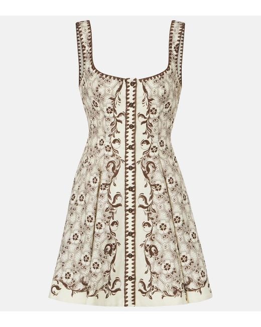 ALÉMAIS Natural Printed Linen And Cotton Minidress