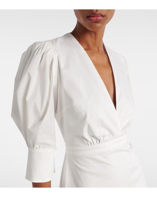 Adriana Degreas White Puff-Sleeve Cotton Maxi Dress