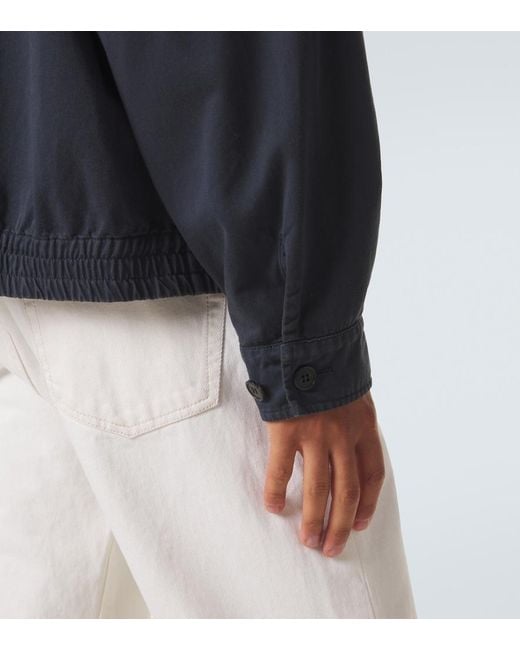 Prada Blue Leather-Trimmed Cotton Canvas Blouson Jacket for men