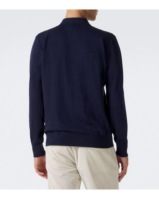 Eleventy Blue Cotton And Cashmere Polo Sweater for men