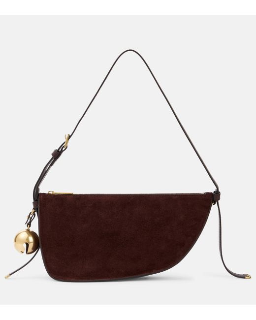 Burberry Brown Shield Small Suede Shoulder Bag