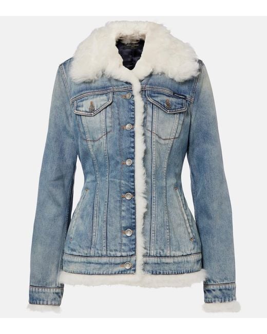 Dolce & Gabbana Blue Shearling-Trimmed Denim Jacket