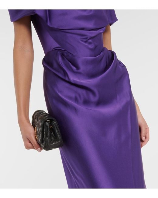 Vivienne Westwood Purple Off-Shoulder-Robe aus Satin