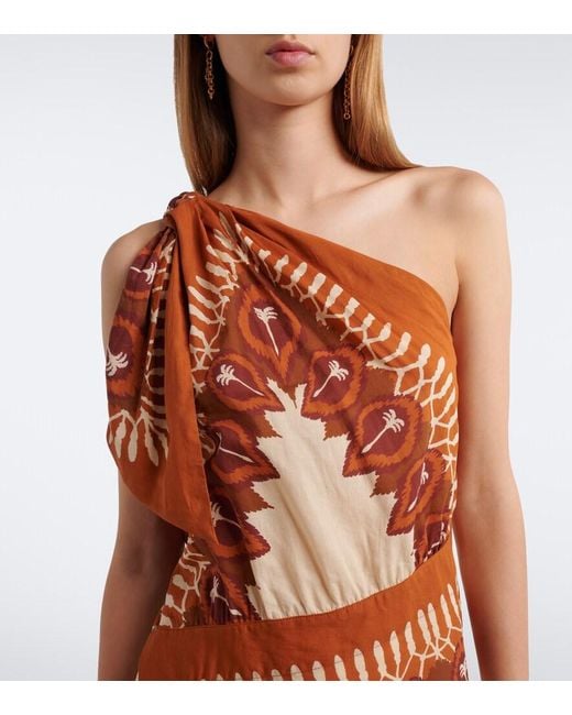 Johanna Ortiz Orange Printed Cotton Minidress