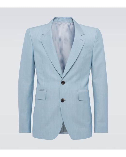 Alexander McQueen Anzugjacke aus Schurwolle und Mohair in Blue für Herren