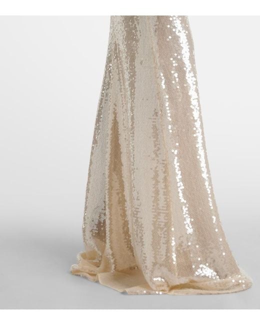 The New Arrivals Ilkyaz Ozel White Sequined Open-Back Gown