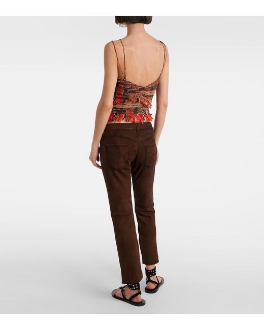 Isabel Marant Brown Vanel Low-Rise Suede Lace-Up Pants