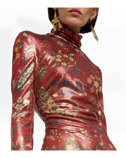 Etro Red Paisley High Neck Minidress
