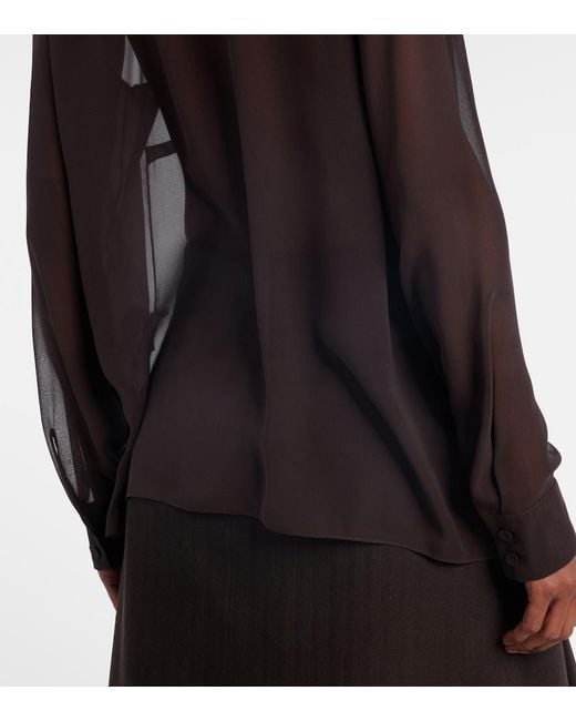 Gabriela Hearst Brown Shildon Tie-Neck Silk Blouse