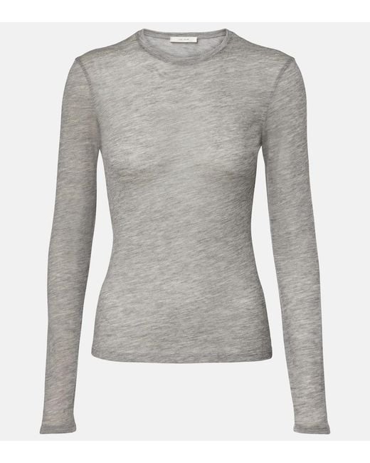 The Row Gray Iverness Knitted Cashmere Top