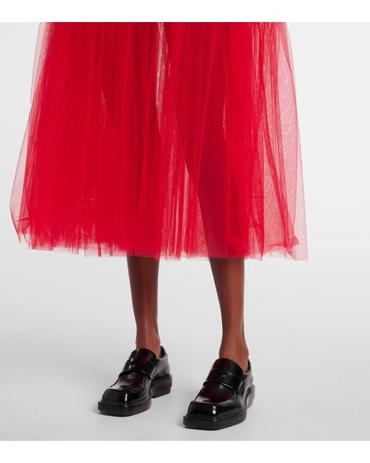 Noir Kei Ninomiya Red Sheer Tulle Maxi Dress