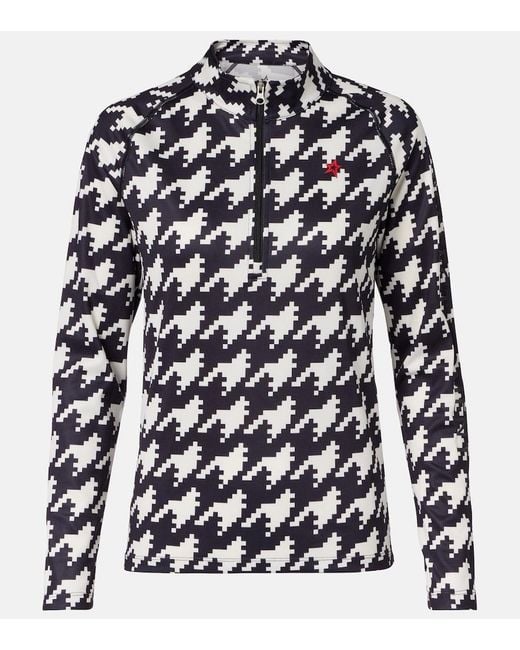Perfect Moment Blue Houndstooth Ski Top