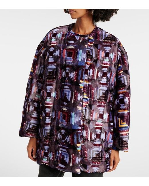 Isabel Marant Blue Doriane Printed Puffer Coat