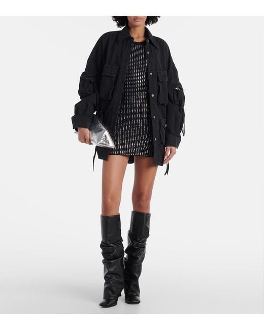 The Attico Black Embellished Cotton Minidress