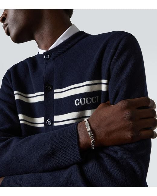 Gucci Metallic Tag Gourmette Chain Bracelet for men