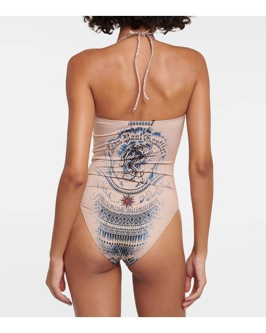 Jean Paul Gaultier Multicolor Tattoo Collection Printed Swimsuit