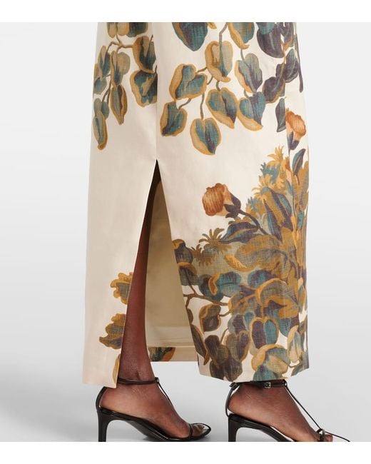 Sir Metallic Evalita Floral Linen Bustier Dress