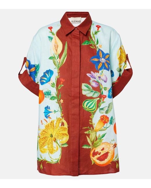 ALÉMAIS Multicolor Dahlia Floral Linen Shirt