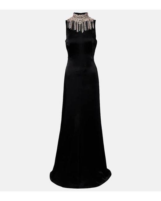 Alexander McQueen Black Embellished Open-Back Gown