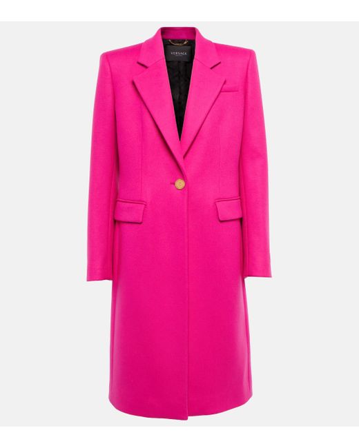 Versace Medusa Wool-blend Coat in Pink | Lyst UK