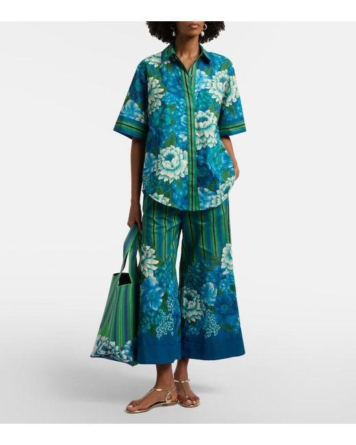 ALÉMAIS Blue Margo Oversized Printed Cotton Shirt
