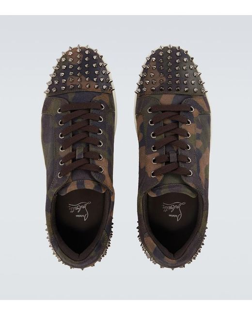 Christian Louboutin Black Seavaste Camouflage Spiked Suede Sneakers for men