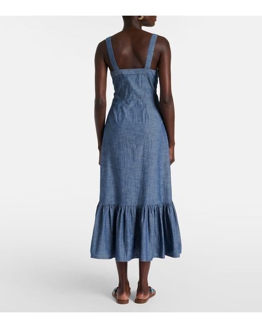Polo Ralph Lauren Blue Maxikleid Aus Baumwoll-Chambray