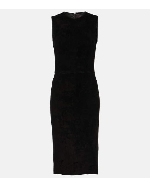 Stouls Black Eva Leather Midi Dress