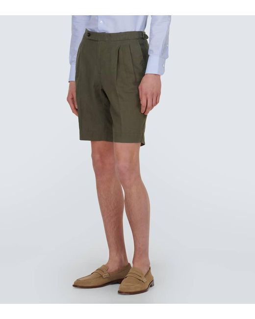Shorts in lino di Incotex in Green da Uomo