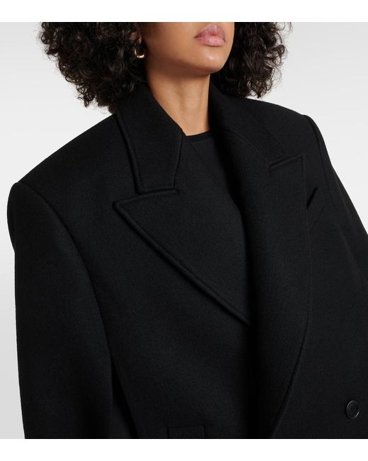 Wardrobe NYC Black Double-Breasted Cropped Virgin Wool Cape
