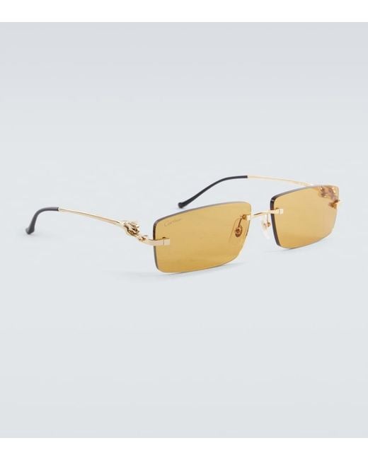 Cartier Metallic Panthere De Cartier Rectangular Sunglasses for men