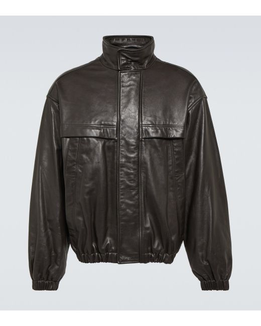 Lemaire Black Leather Jacket for men
