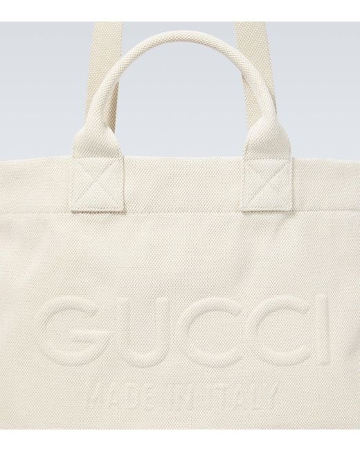 Gucci White Logo Canvas Tote Bag for men
