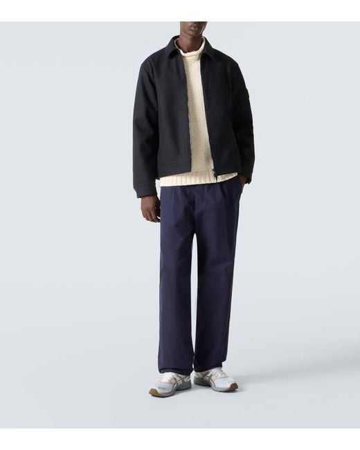 Stone Island Black Ghost Wool-Blend Flannel Jacket for men