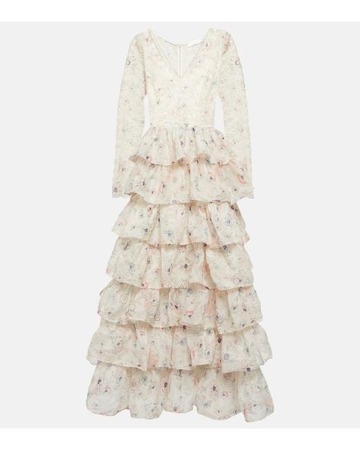 Zimmermann Natural Halliday Floral-Print Gown