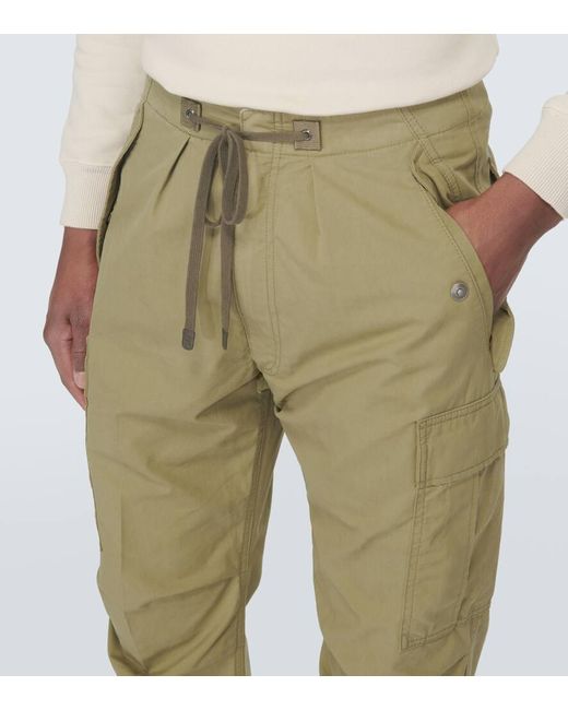 Tom Ford Green Enzyme Cotton Twill Cargo Pants for men