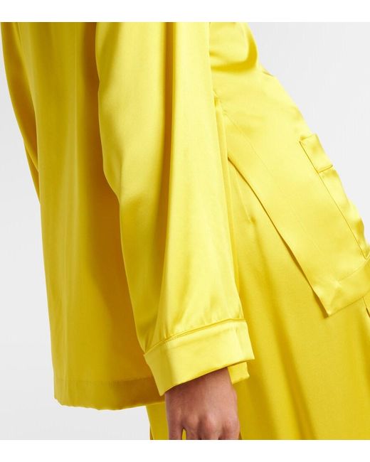 Max Mara Yellow Elegante Vasaio Silk Pajama Shirt