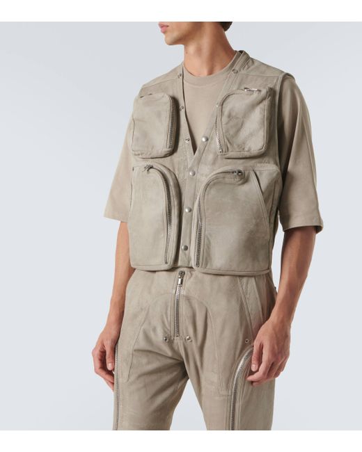 Rick Owens Natural Leather Cargo Vest for men