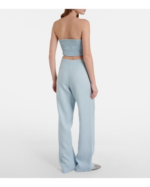Faithfull The Brand Blue Lulea Linen Wide-Leg Pants