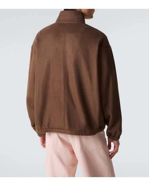 Auralee Brown Silk Fleece Half-Zip Sweater for men