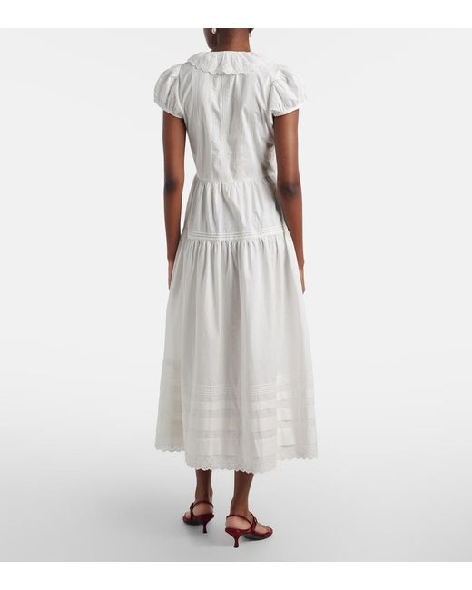Doen White Midikleid Eliette Aus Baumwolle