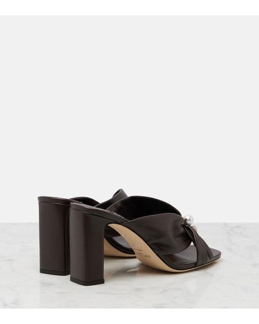 Jimmy Choo Brown Rafi Embellished Leather Mules